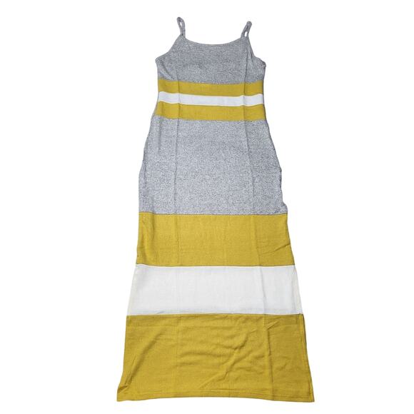Anthropologie Ella Mara Super Soft Hacci Midi Tank Dress Gray Yellow Cream Small - Picture 1 of 8